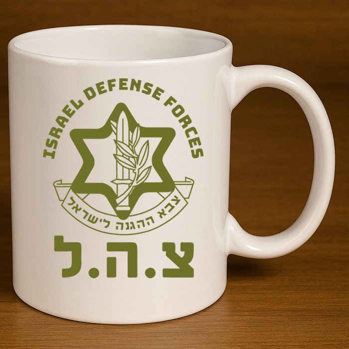 Israeli Military Symbol  Hebrew IDF Design 11oz C Handle Ceramic Mug