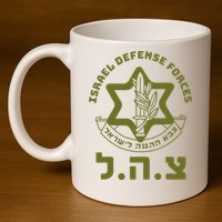 Israeli Military Symbol  Hebrew IDF Design 11oz C Handle Ceramic Mug