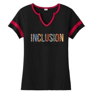 Inclusion Matters Special Education Autism Awareness Teacher Ladies Halftime Notch Neck Tee