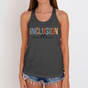 Inclusion Matters Special Education Autism Awareness Teacher Women's Knotted Racerback Tank