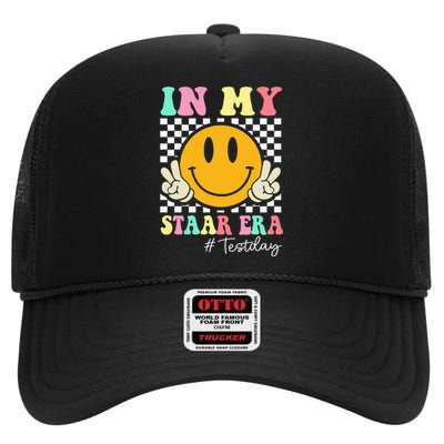 In My Staar Era Retro Smile Teacher Testing Test Day High Crown Mesh Back Trucker Hat