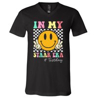 In My Staar Era Retro Smile Teacher Testing Test Day V-Neck T-Shirt