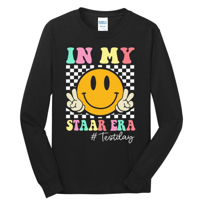 In My Staar Era Retro Smile Teacher Testing Test Day Tall Long Sleeve T-Shirt