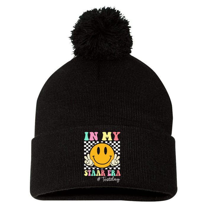 In My Staar Era Retro Smile Teacher Testing Test Day Pom Pom 12in Knit Beanie