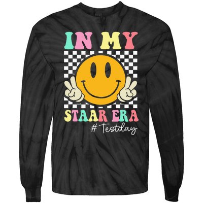 In My Staar Era Retro Smile Teacher Testing Test Day Tie-Dye Long Sleeve Shirt