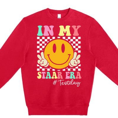 In My Staar Era Retro Smile Teacher Testing Test Day Premium Crewneck Sweatshirt