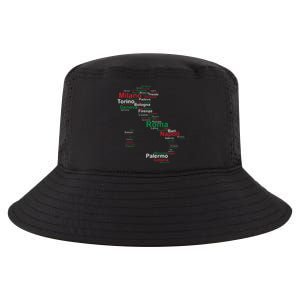 Italy Map Silhouette Flag Towns Cities Rome Travel Europe Cool Comfort Performance Bucket Hat