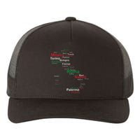 Italy Map Silhouette Flag Towns Cities Rome Travel Europe Yupoong Adult 5-Panel Trucker Hat