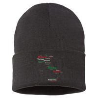 Italy Map Silhouette Flag Towns Cities Rome Travel Europe Sustainable Knit Beanie