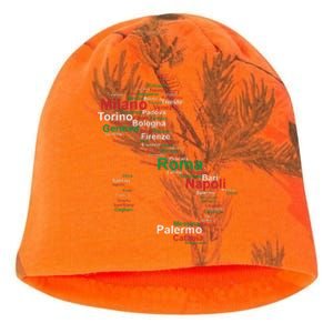 Italy Map Silhouette Flag Towns Cities Rome Travel Europe Kati - Camo Knit Beanie