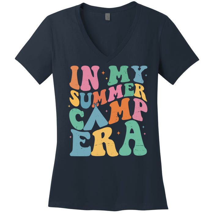 In My Summer Camp Era Retro Groovy Women's V-Neck T-Shirt