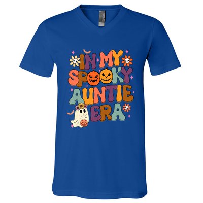 In My Spooky Auntie Era Halloween Groovy Funny Aunt Spooky Funny Gift V-Neck T-Shirt