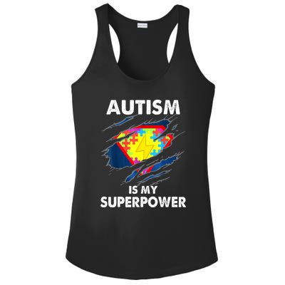 Is My Super Power Superhero Autism Awareness Gift Ladies PosiCharge Competitor Racerback Tank