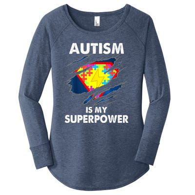 Is My Super Power Superhero Autism Awareness Gift Women's Perfect Tri Tunic Long Sleeve Shirt