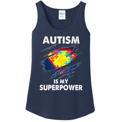 Is My Super Power Superhero Autism Awareness Gift Ladies Essential Tank