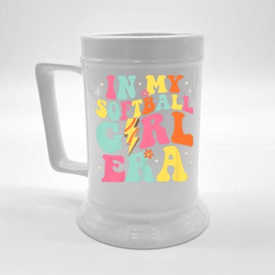 In My Softball Girl Era Retro Groovy Softball Girl Beer Stein