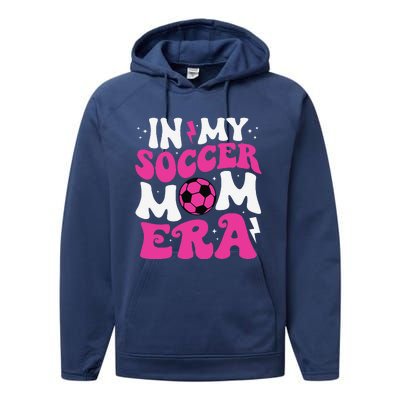 In My Soccer Mom Era Cute Groovy Soccer Mom Performance Fleece Hoodie