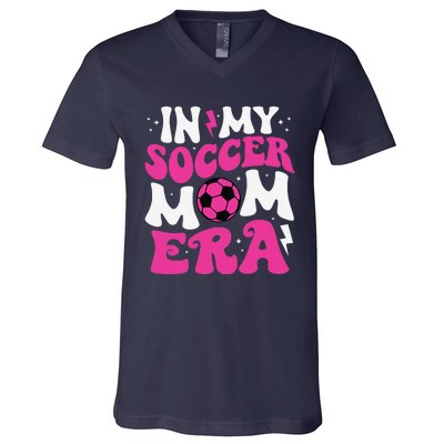 In My Soccer Mom Era Cute Groovy Soccer Mom V-Neck T-Shirt