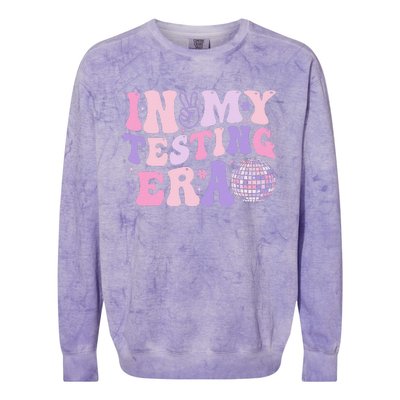 In My Testing Era Test Day Retro Motivational Teacher Colorblast Crewneck Sweatshirt