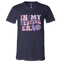 In My Testing Era Test Day Retro Motivational Teacher V-Neck T-Shirt