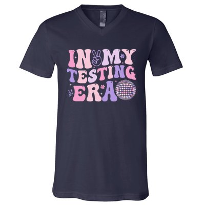 In My Testing Era Test Day Retro Motivational Teacher V-Neck T-Shirt