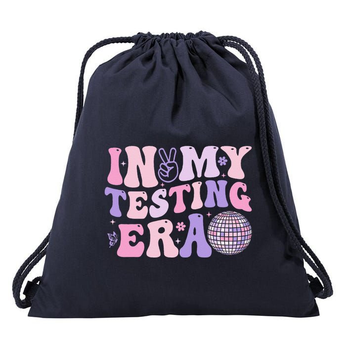 In My Testing Era Test Day Retro Motivational Teacher Drawstring Bag