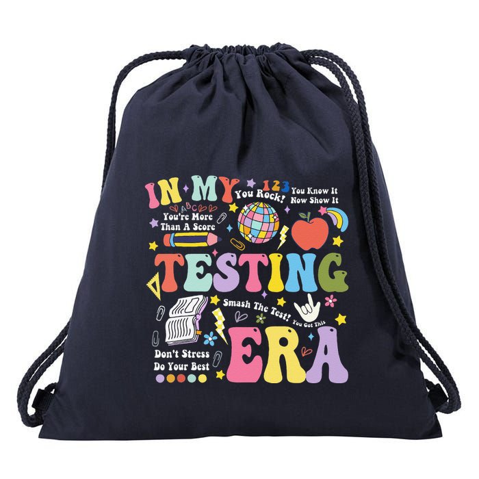 In My Testing Era Teachers Student Rock The Test Testing Day Drawstring Bag