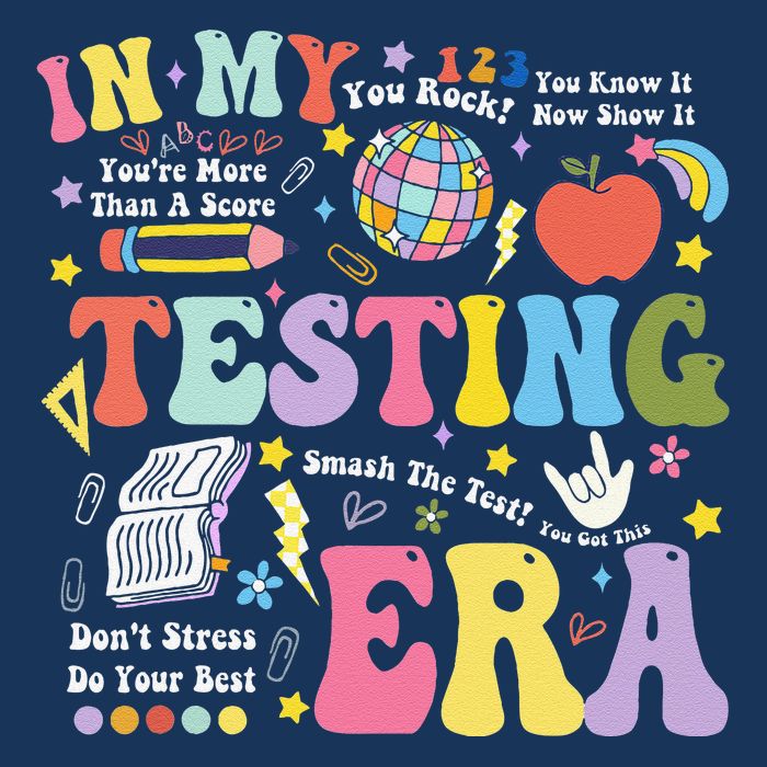 In My Testing Era Teachers Student Rock The Test Testing Day Drawstring Bag