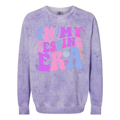 In My Testing Era Test Day Retro Motivational Teacher Colorblast Crewneck Sweatshirt