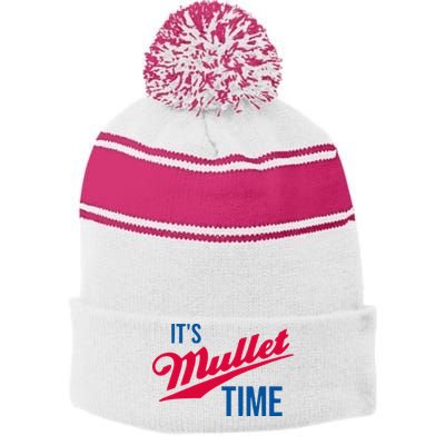 ItS Mullet Time Funny Redneck Mullet Stripe Pom Pom Beanie