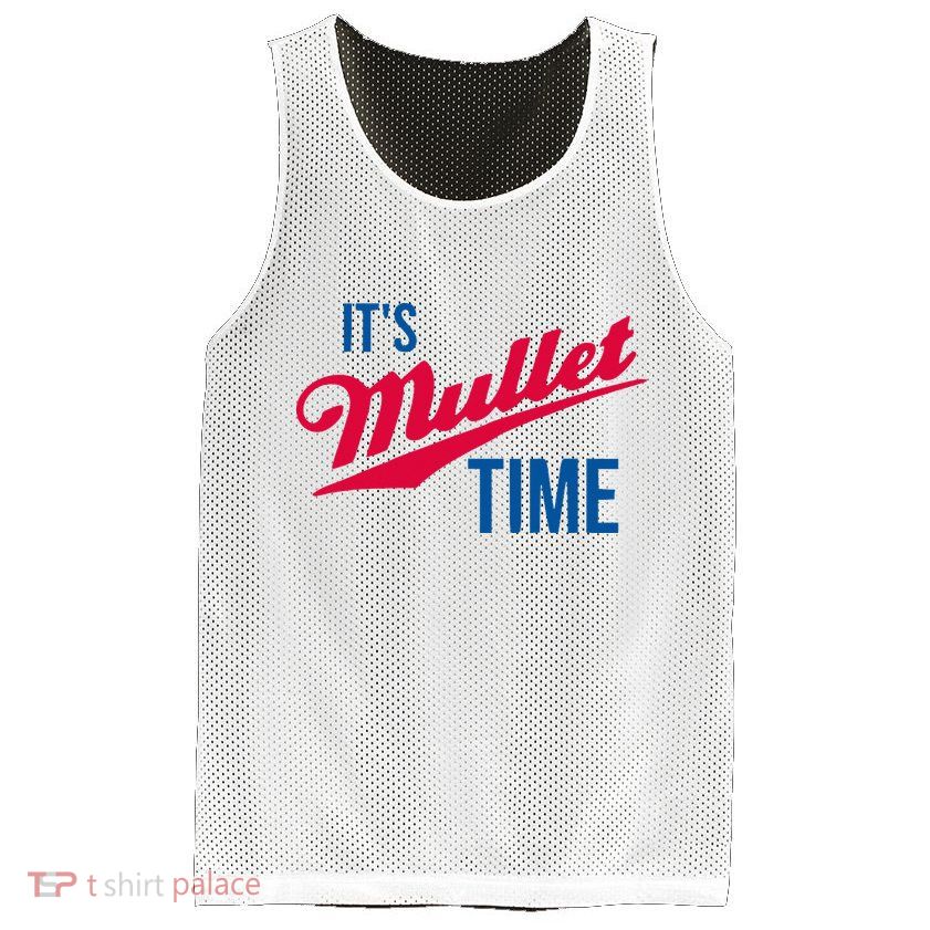 ItS Mullet Time Funny Redneck Mullet Mesh Reversible Basketball Jersey Tank