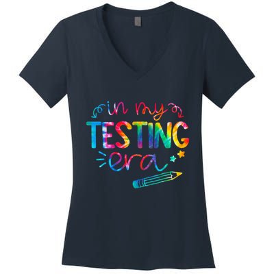 In My Testing Era Tie Dye Test Day For Student Teacher Women's V-Neck T-Shirt