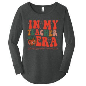 In My Teacher Teaching Era Retro Groovy 1st Grade Women's Perfect Tri Tunic Long Sleeve Shirt