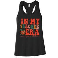 In My Teacher Teaching Era Retro Groovy 1st Grade Women's Racerback Tank