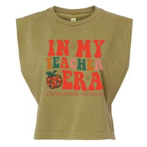 In My Teacher Teaching Era Retro Groovy 1st Grade Garment-Dyed Women's Muscle Tee