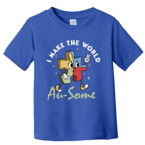 I Make The World Augiftsome Autism Awareness Month Puzzle Piece Gift Toddler T-Shirt