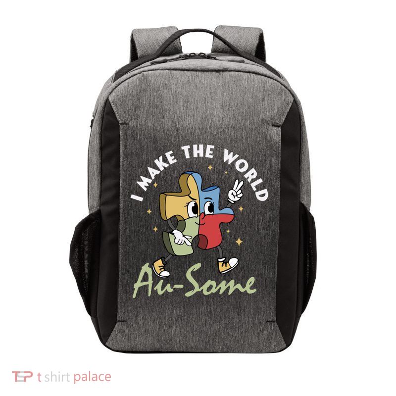 I Make The World Augiftsome Autism Awareness Month Puzzle Piece Gift Vector Backpack