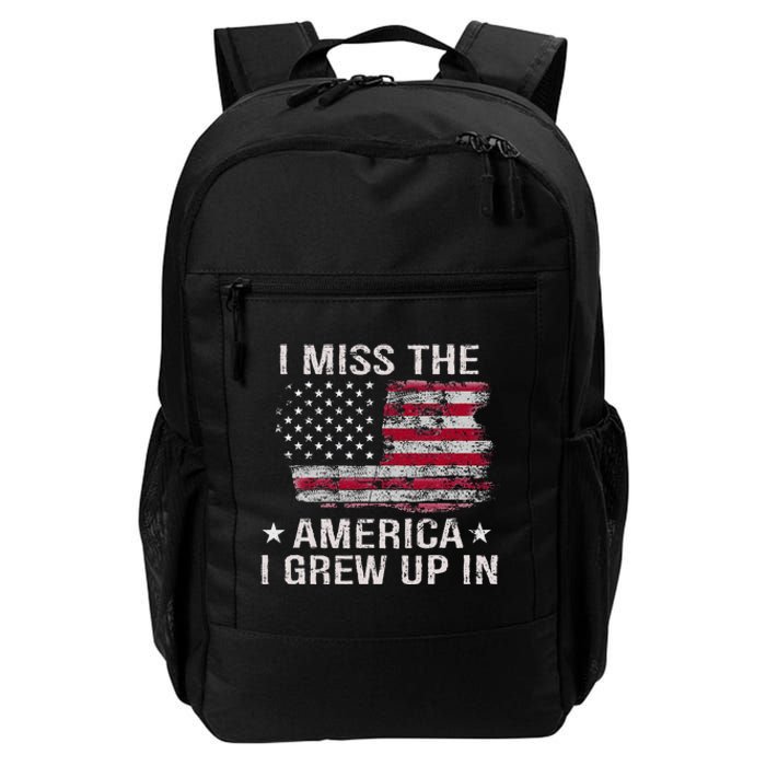 I Miss The America I Grew Up In Vintage American Usa Flag Daily Commute Backpack