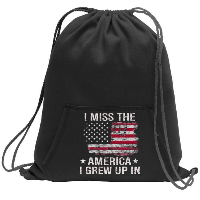 I Miss The America I Grew Up In Vintage American Usa Flag Sweatshirt Cinch Pack Bag