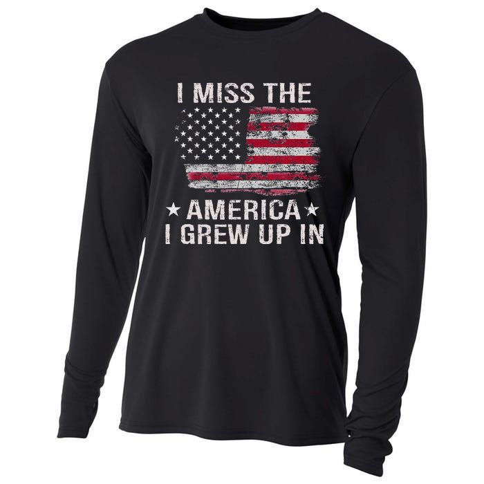 I Miss The America I Grew Up In Vintage American Usa Flag Cooling Performance Long Sleeve Crew