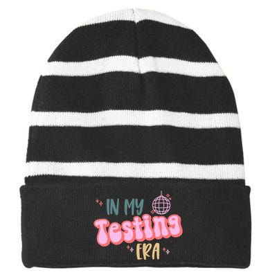 In My Testing Era, Funny Testing Teacher, Teaching Student Striped Beanie with Solid Band