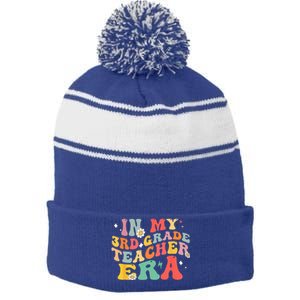 In My Third Grade Era Back To School First Day 3rd Grade Stripe Pom Pom Beanie