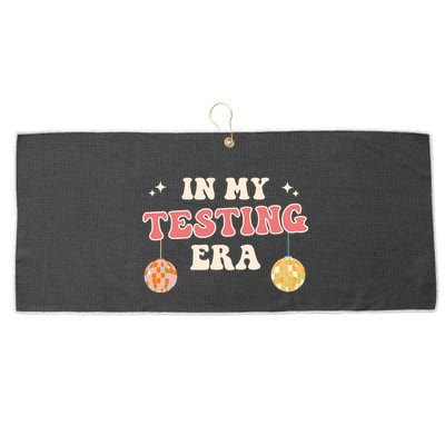 In My Testing Era, Funny Testing Teacher, Teaching Student Large Microfiber Waffle Golf Towel