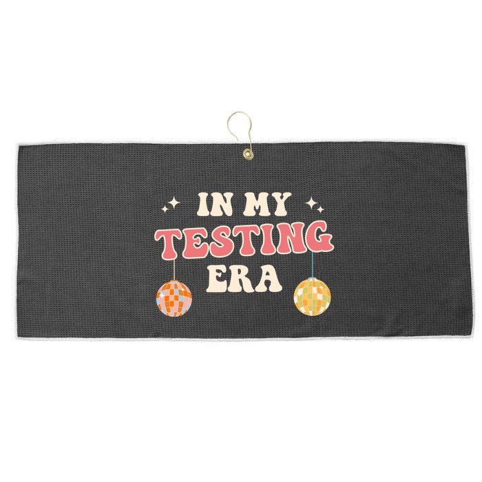 In My Testing Era, Funny Testing Teacher, Teaching Student Large Microfiber Waffle Golf Towel