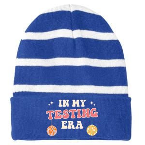 In My Testing Era, Funny Testing Teacher, Teaching Student Striped Beanie with Solid Band