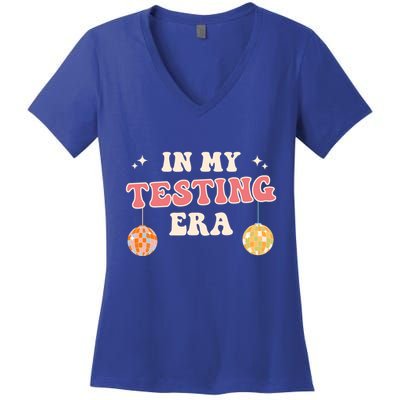 In My Testing Era, Funny Testing Teacher, Teaching Student Women's V-Neck T-Shirt