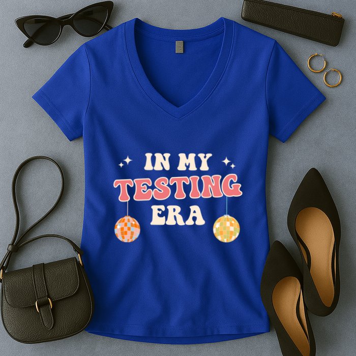 In My Testing Era, Funny Testing Teacher, Teaching Student Women's V-Neck T-Shirt