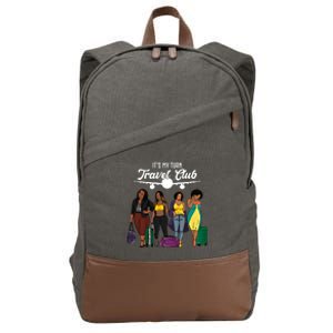 It's My Turn Travel Club Traveling Black African American Women Cotton Canvas Backpack