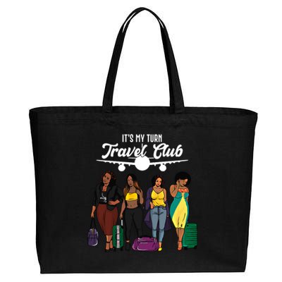 It's My Turn Travel Club Traveling Black African American Women Cotton Canvas Jumbo Tote