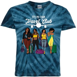 It's My Turn Travel Club Traveling Black African American Women Kids Tie-Dye T-Shirt